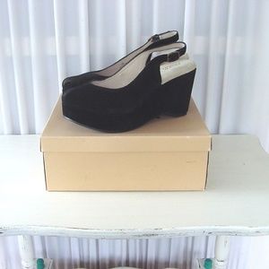 Sexy Suede Peep Toe Slingback Wedge Platforms